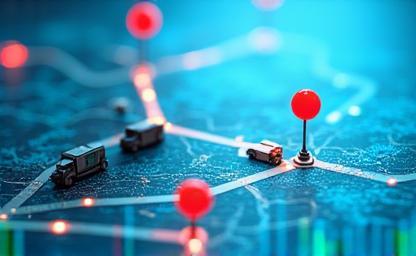 Image representing logistics routes and optimization on a map